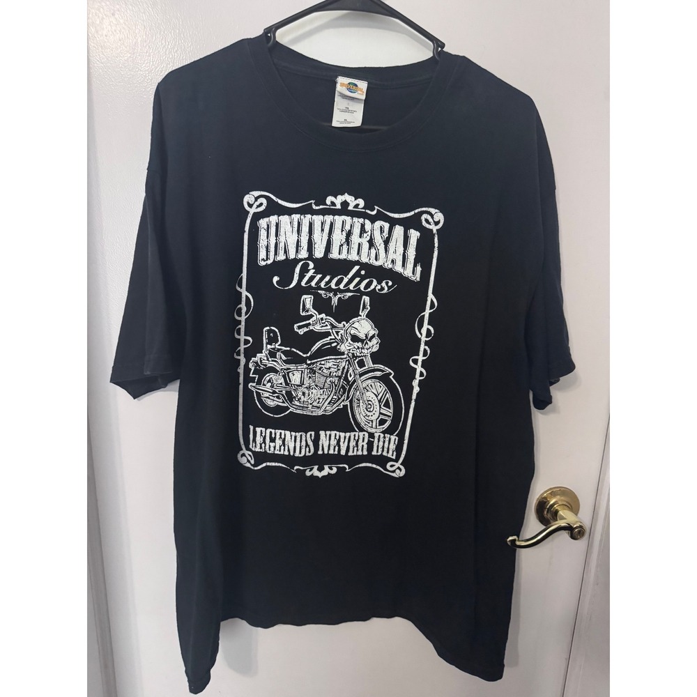 Universal Studios Orlando Legends Never Die Motorcycle Skull Shirt Mens XL Black